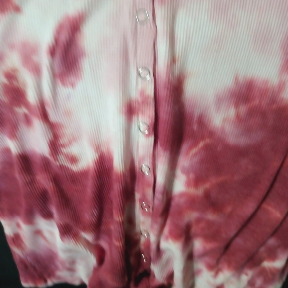 NWOT Ultra Flirt Tie Dye Twist Hem L/S Henley Thermal Style Top, Size XL - Picture 12 of 12